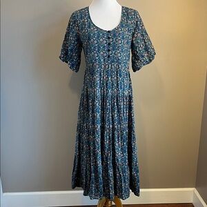 Roller Rabbit Teal Floral Midi Dress